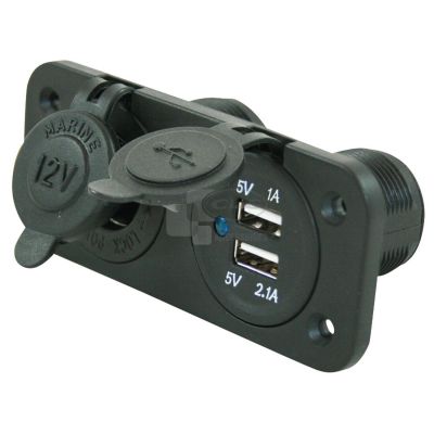 Socle 12 Volts + 2 prises USB